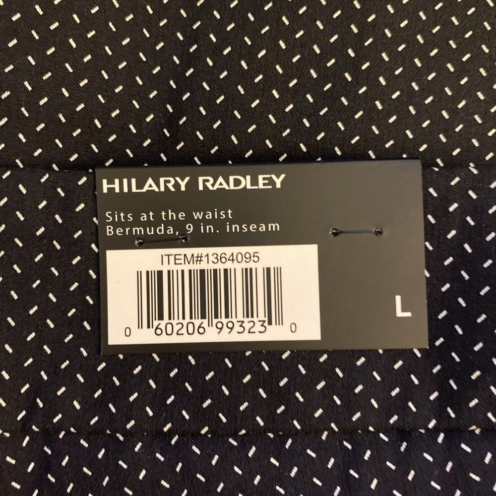 Hilary Radley NWT Large Blue & White w/Geometric Print Pull-On Bermuda Shorts - Picture 4 of 6